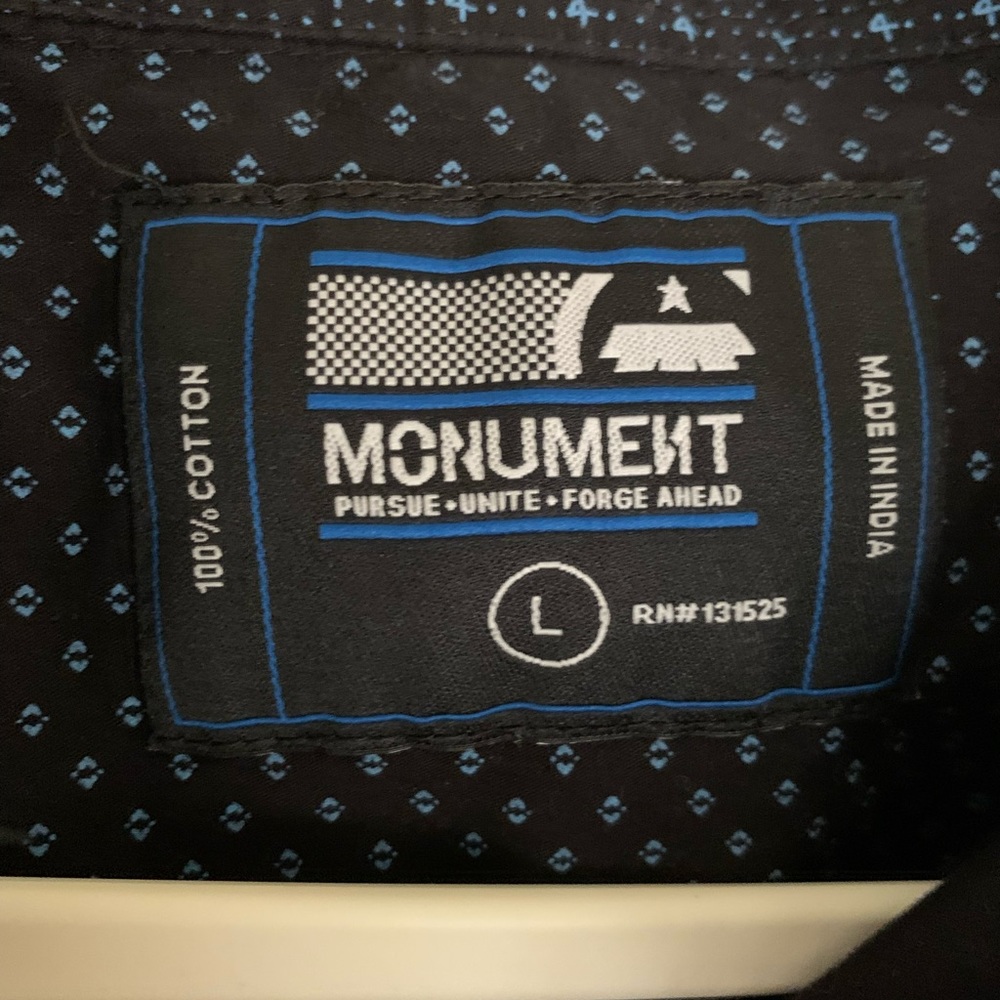 MONUMENT black and blue Short sleeve button down shirt size L - Picture 5 of 6
